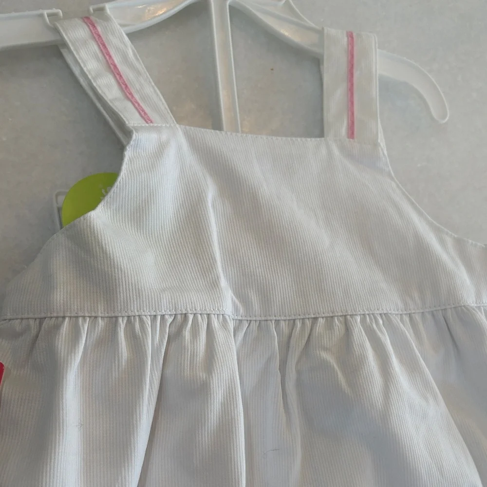 Carter's White Dress, Bloomers Pink Bunny and Floral Embroidery 6 m
